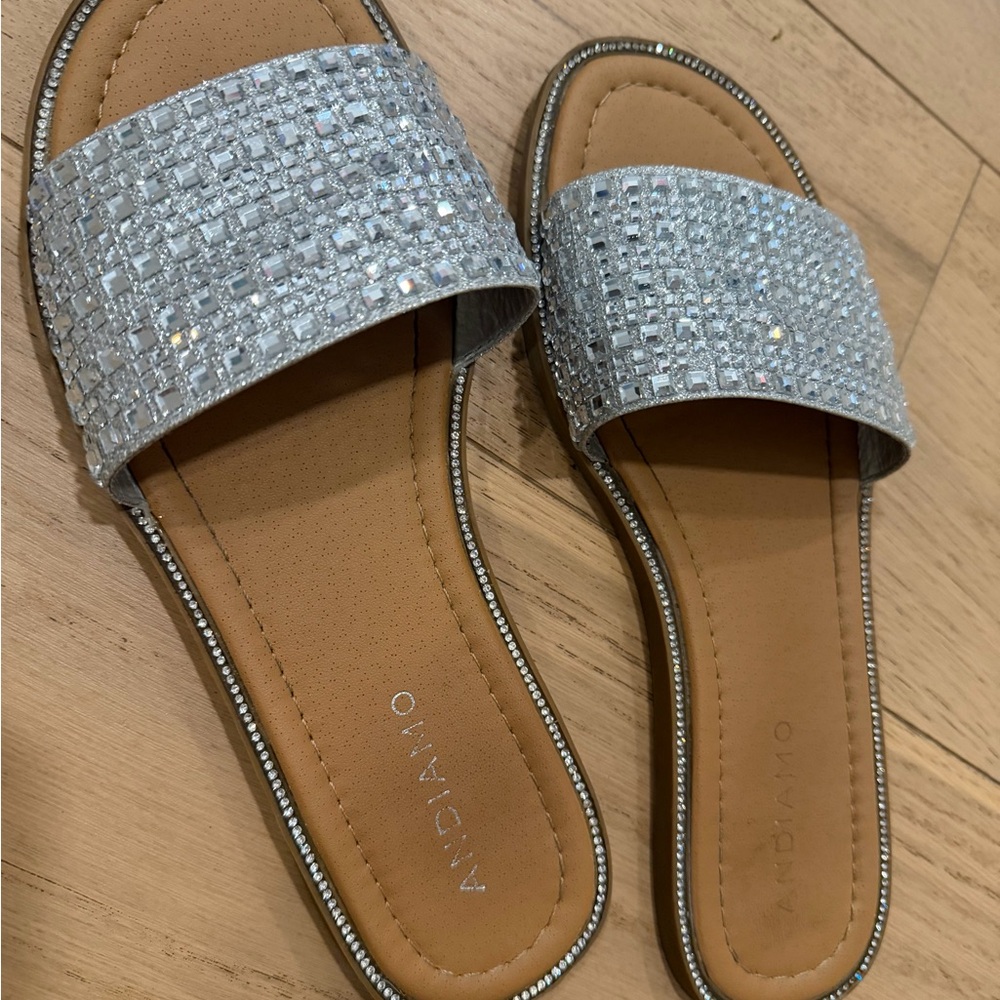 Silver rhinestone sparkly sandals size 8